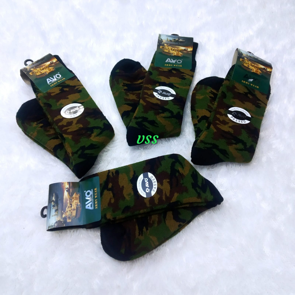 3 PASANG KAOS KAKI LORENG TNI AD ARMY TEBAL PANJANG SETINGGI BETIS BAHAN KATUN SUPER BERKUALITAS PREMIUM