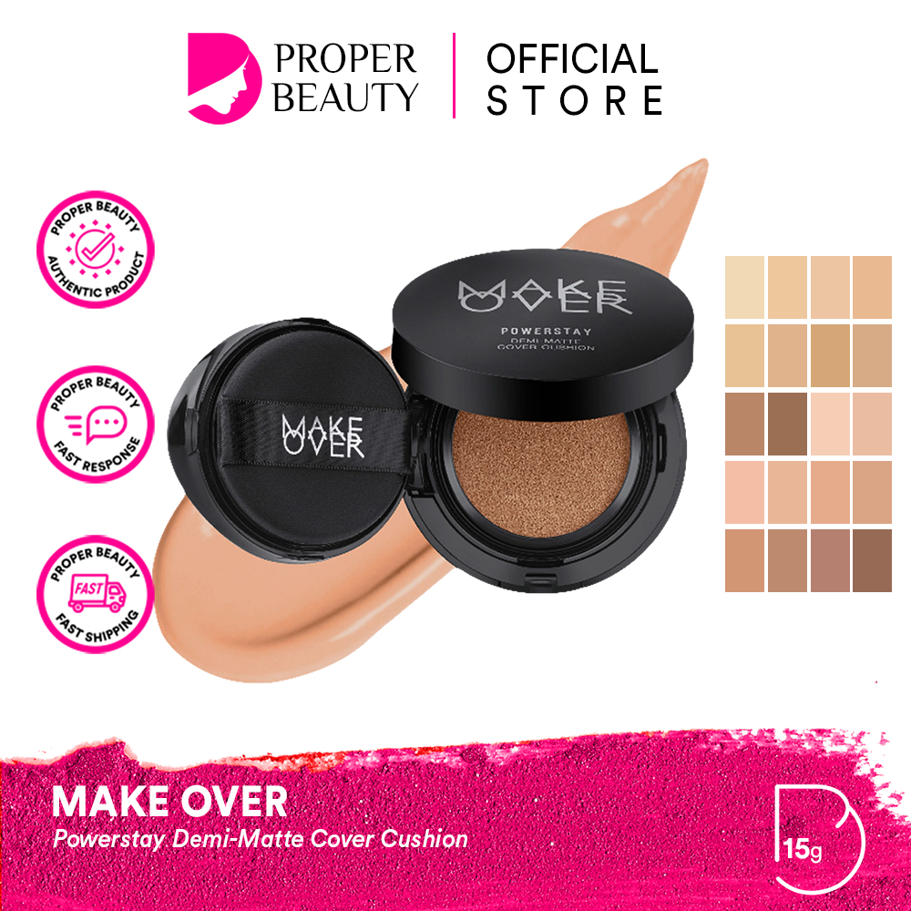 MAKE OVER Powerstay Demi-Matte Cover Cushion Indonesia / Cushion 15g / 24H Oil Control Longwear Demi
