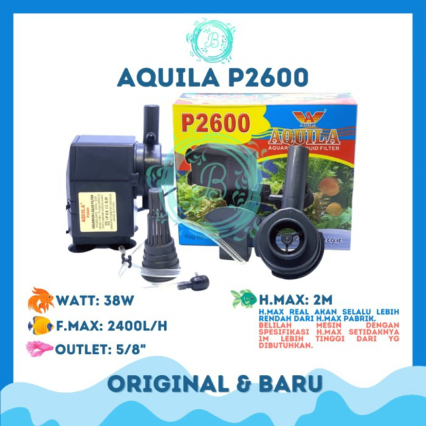 AQUILA 2600 Pompa Celup Pompa Aquarium Pompa Hidroponik Aquila P-2600