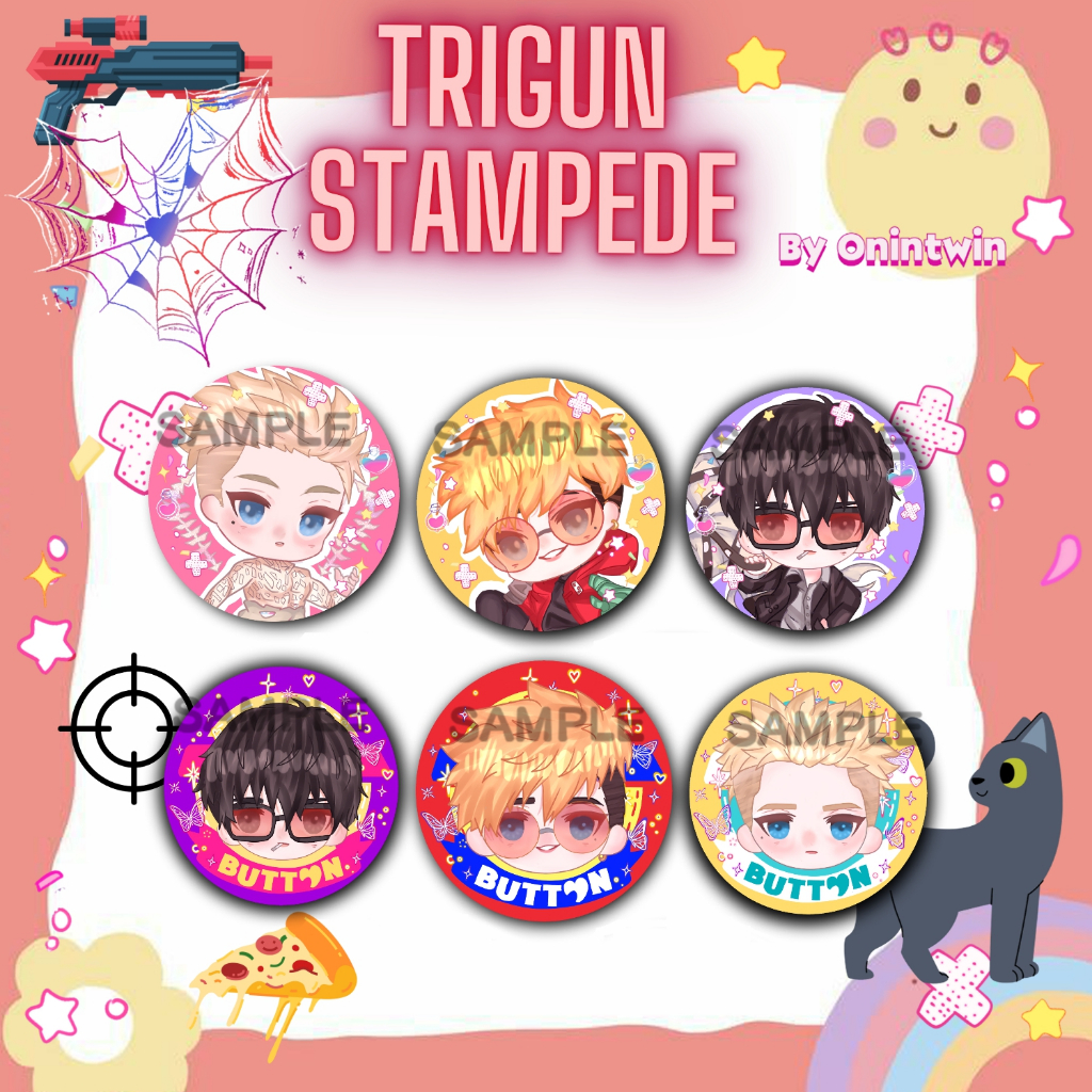 Trigun Stampede button pin by onintwin / Pocket Mirror Trigun Stampede