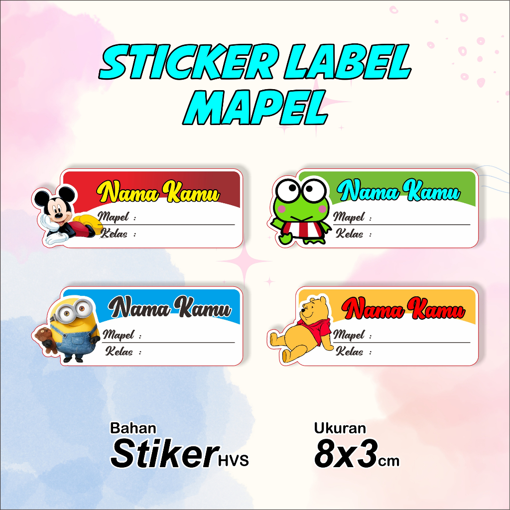 

STICKER STIKER LABEL BUKU MAPEL KARTUN, STIKER BUKU SEKOLAH, STIKER MATA PELAJARAN, STICKER MAPEL AESTHETIC