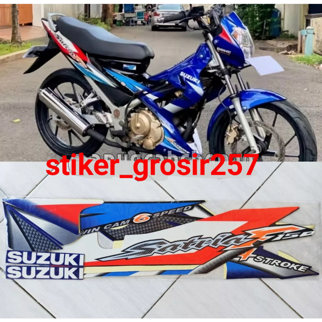 STIKER STRIPING & LIS BODY SATRIA FU CBU 2006 2007 BIRU