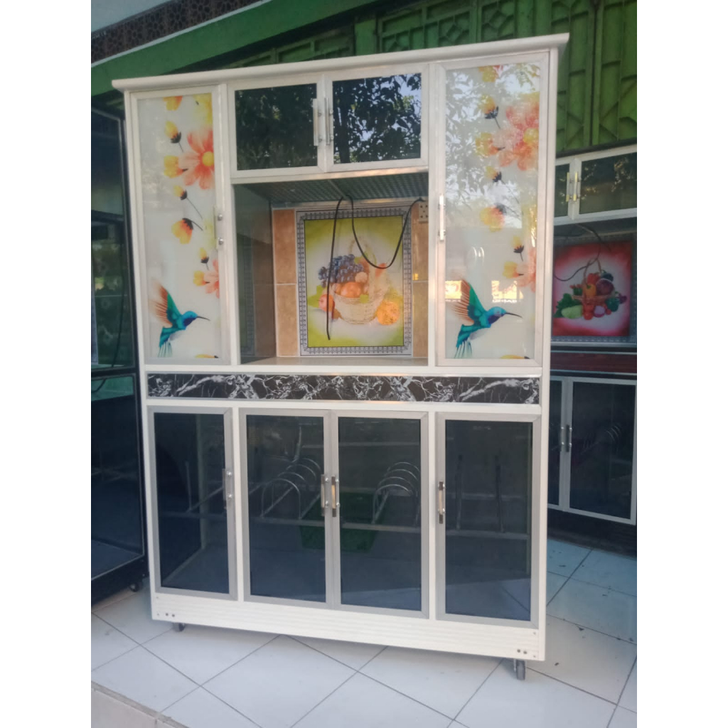 Rak dapur alumunium, rak piring alumunium, lemari piring alumunium serbaguna