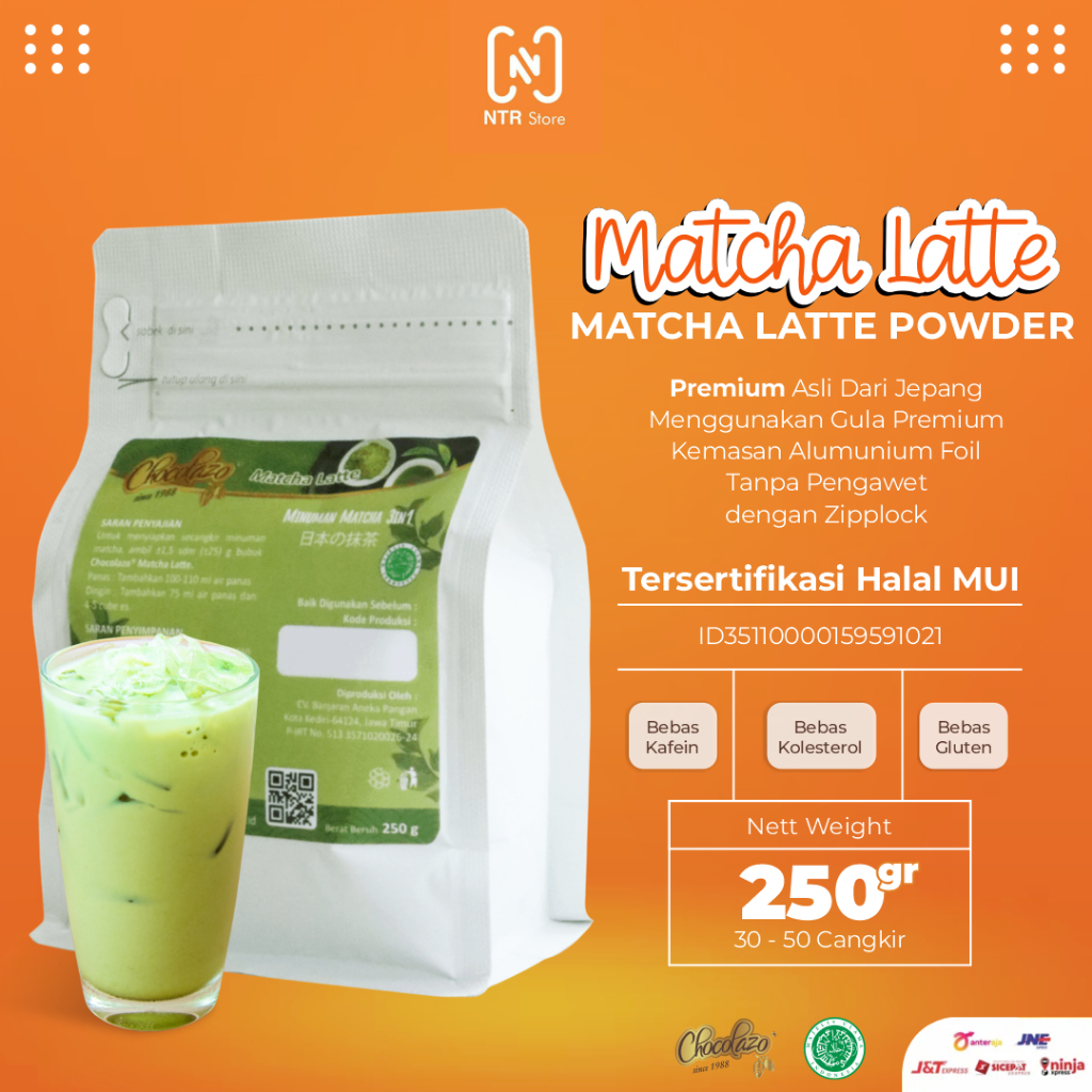 

Matcha Powder 3in1 250g Bubuk Matcha Latte Siap Seduh Chocolazo Matcha Latte