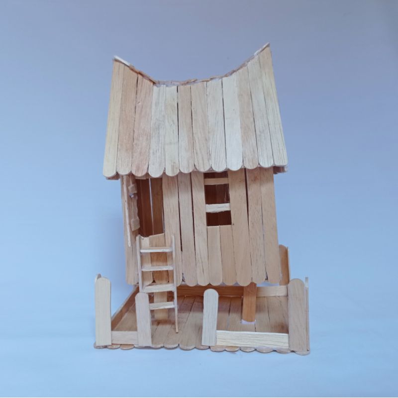 Miniatur Rumah Adat Gadang Padang Sumatra Minang dari Stik Es Krim