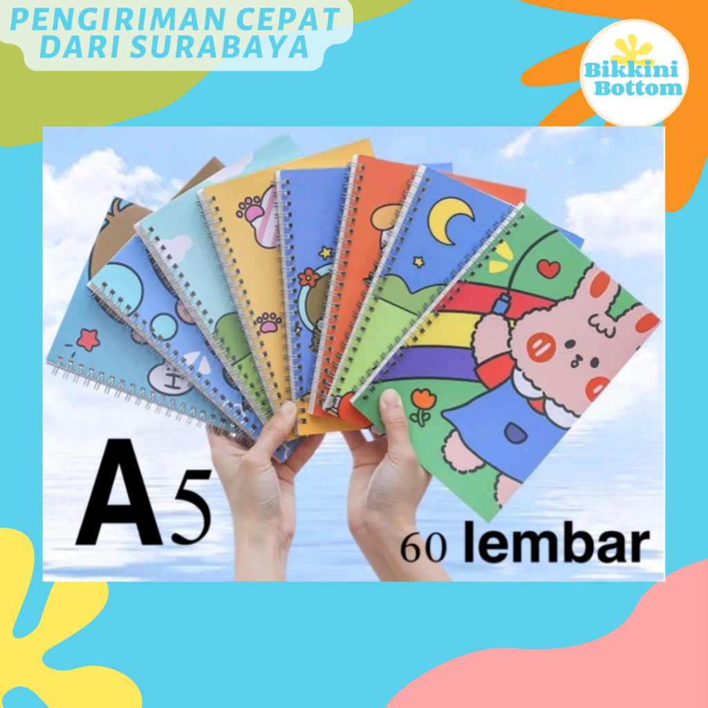 

Buku Tulis A5 Spiral Isi 60 Lembar / Agenda / Note Book / Buku Tulis Bergaris / Buku NB17