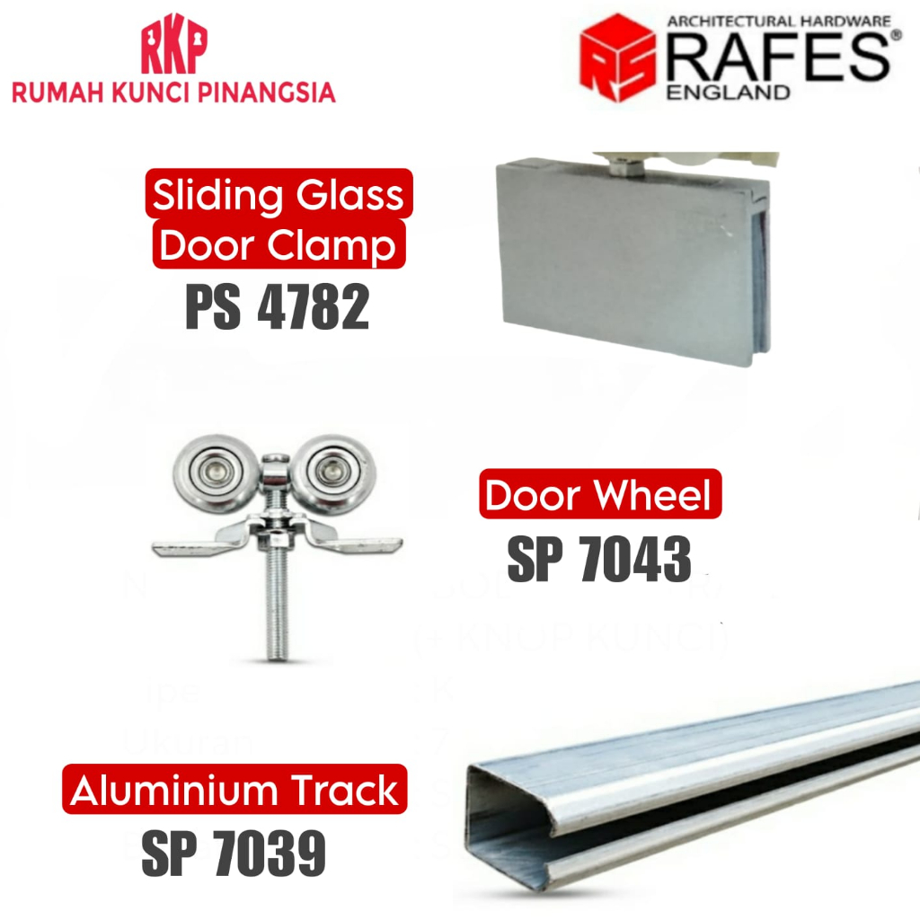 [PAKET] REL PINTU KACA GESER SLIDING GLASS DOOR TRACK RAFES // PS 4782 + SP 7043 + SP 7039