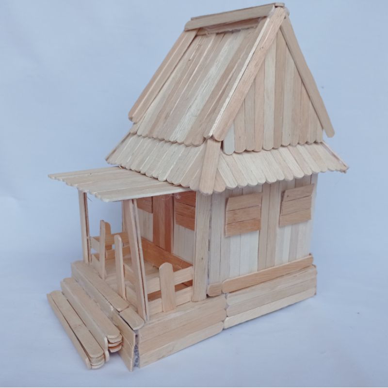 Miniatur Rumah Adat Jawa Joglo dari Stik Es Krim