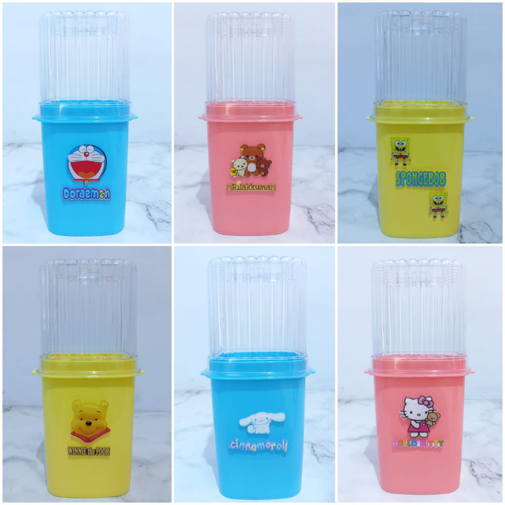 TEMPAT SENDOK GARPU KARAKTER DORAEMON HELLO KITTY MELODY WINNIE THE POOH RILAKKUMA CINNAMOROLL POMPO
