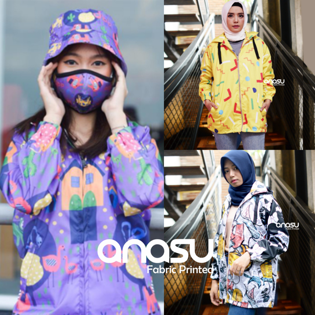 Jaket Printing wanita -Jaket Parasut Print - Jaket Sepeda Gowes Olahraga Wanita / Long jaket