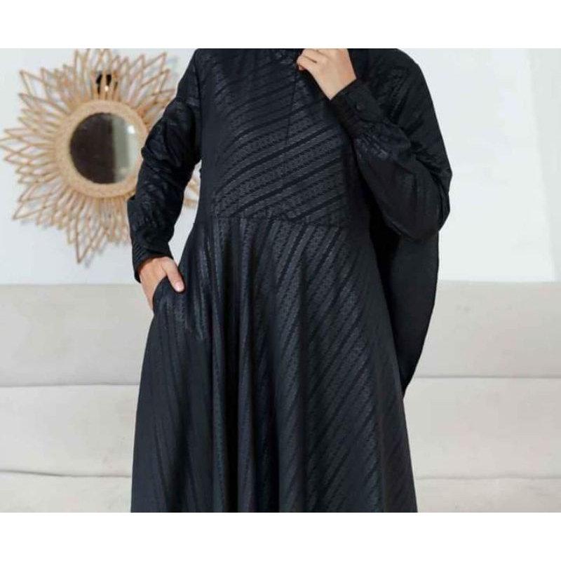 [Gamis Hermosa] Gamis wolfis embos Hermosa motif par-ang warna Hitam, Navy, Ungu-gamis syari premium