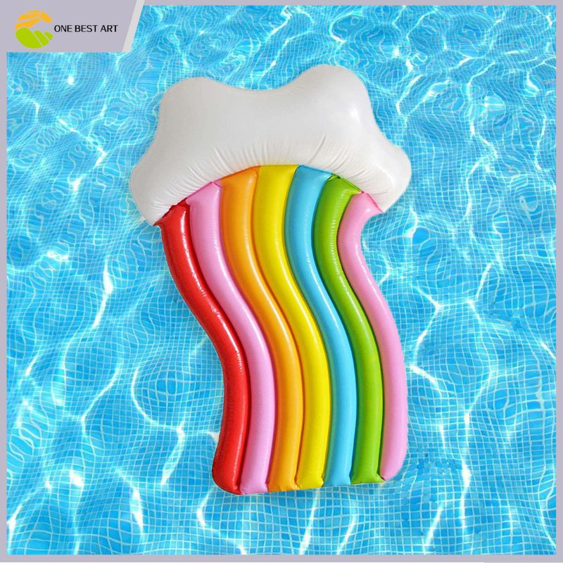 Pelampung Ban Renang Kolam Tiup, Rainbow Floatie Lounger, Matras Air untuk Dewasa [One Best Art]