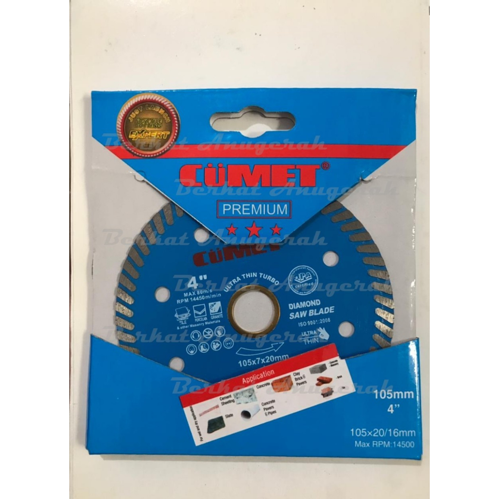 CUMET Diamond Wheel Turbo 4" Ceramic Ultra Thin Pisau Potong Granit Keramik Tile