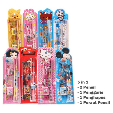 

NG SET ALAT TULIS SEKOLAH 5 in 1 KARAKTER LUCU / MINI STATIONERY