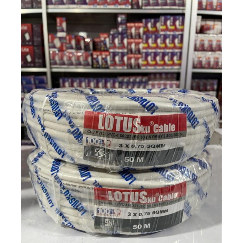 KABEL LOTUS 3X0.75 NYMHY (SERABUT) | KABEL SERABUT LOTUS | KABEL ISI 3 LOTUS | KABEL 3X0.75 PER ROLL
