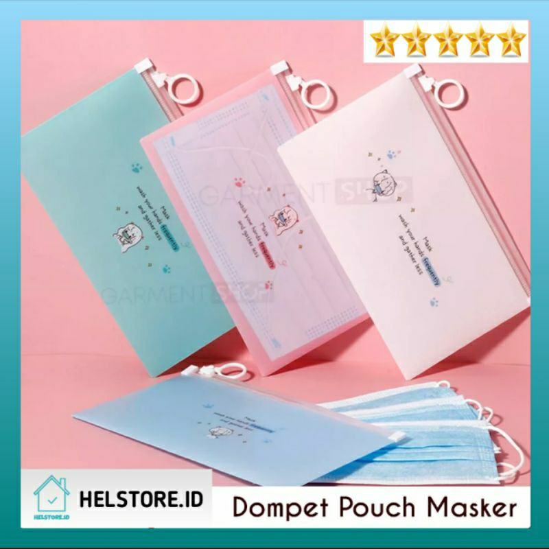 TEMPAT PENYIMPANAN MASKER MEDIS / Pouch Zipper Masker Travel Kosmetik Plastik Dompet Serbaguna
