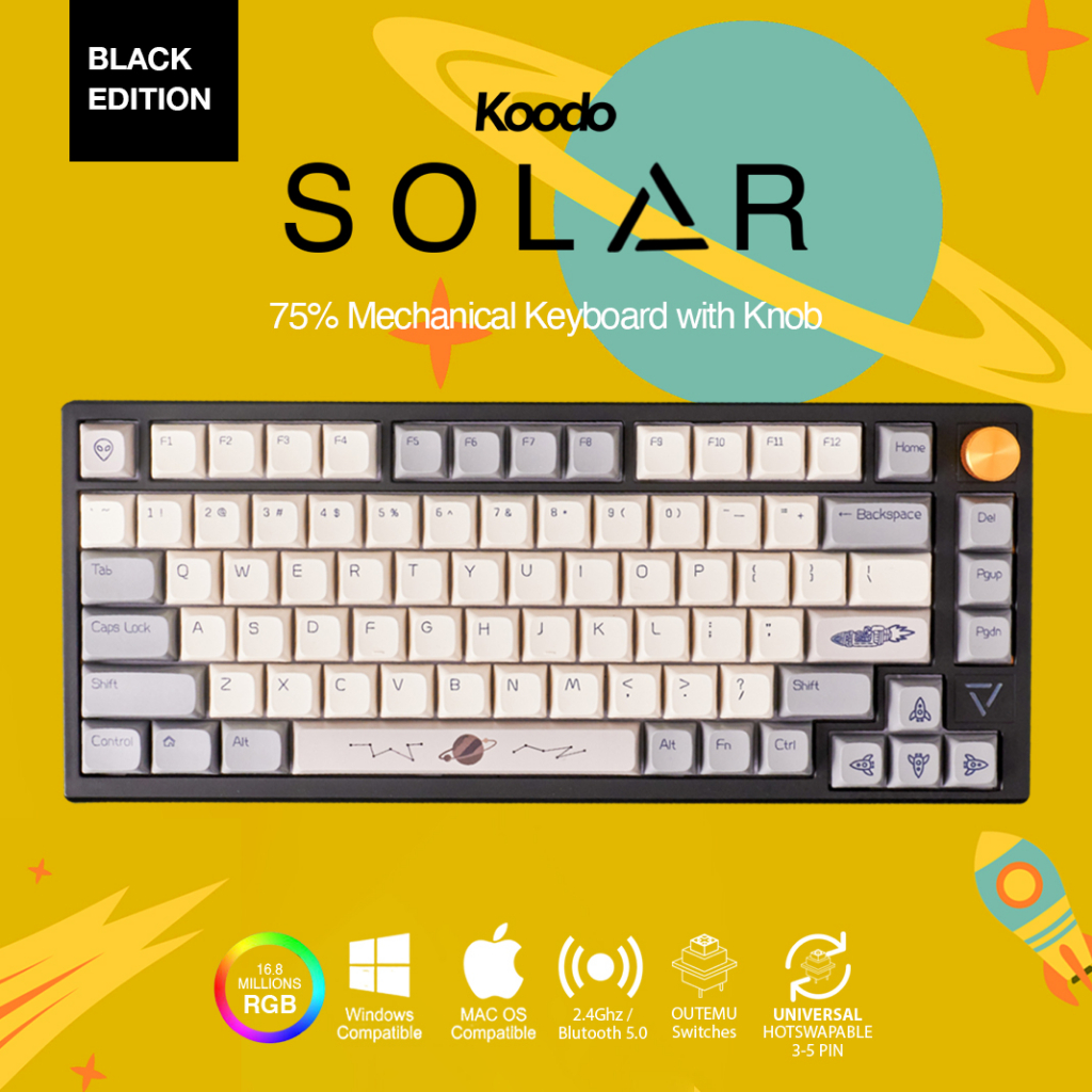 Koodo Solar Black - Mechanical Keyboard 75% w/Knob Layout