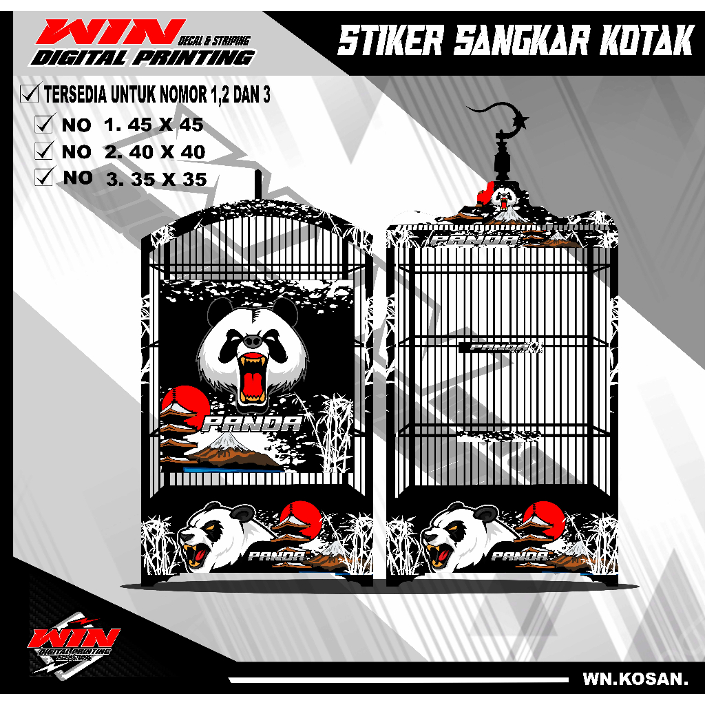 Stiker Decal Sangkar Burung Kotak, Kosan, Persegi, Ebod No. 1, 2, 3 Sangkar kacer,pentet