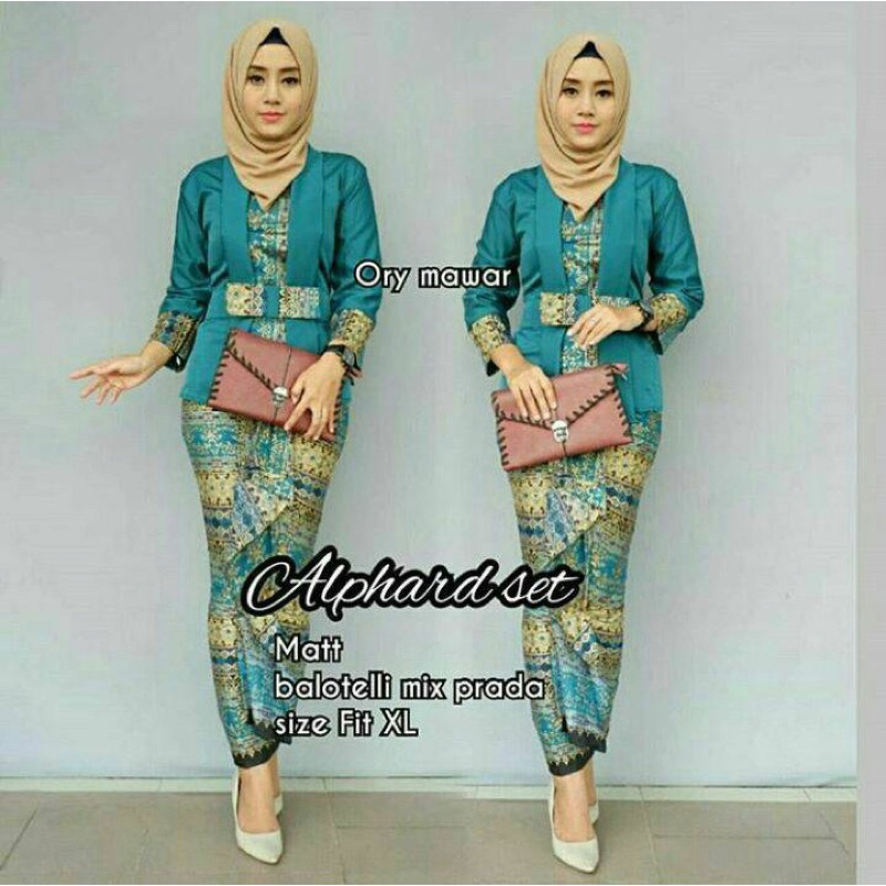 Preloved 1 set Kebaya Wanita Kutu Baru Tosca Rok Span