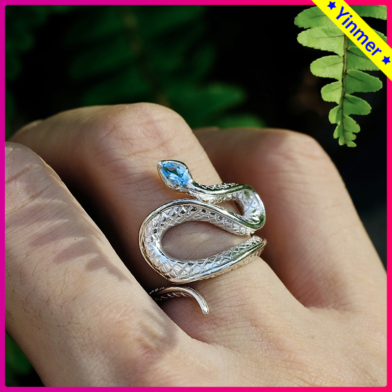 COD✨ Cincin Pria Terbuka Pembukaan Model Ular Bahan Alloy Snake Dragon Emas Perak Fashion Personality Untuk Unisex/Pria/Wanita -Yinmer