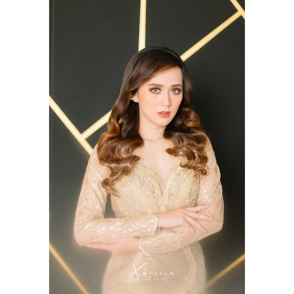 GAUN PESTA BEKAS MEWAH GOLD FULL PAYET