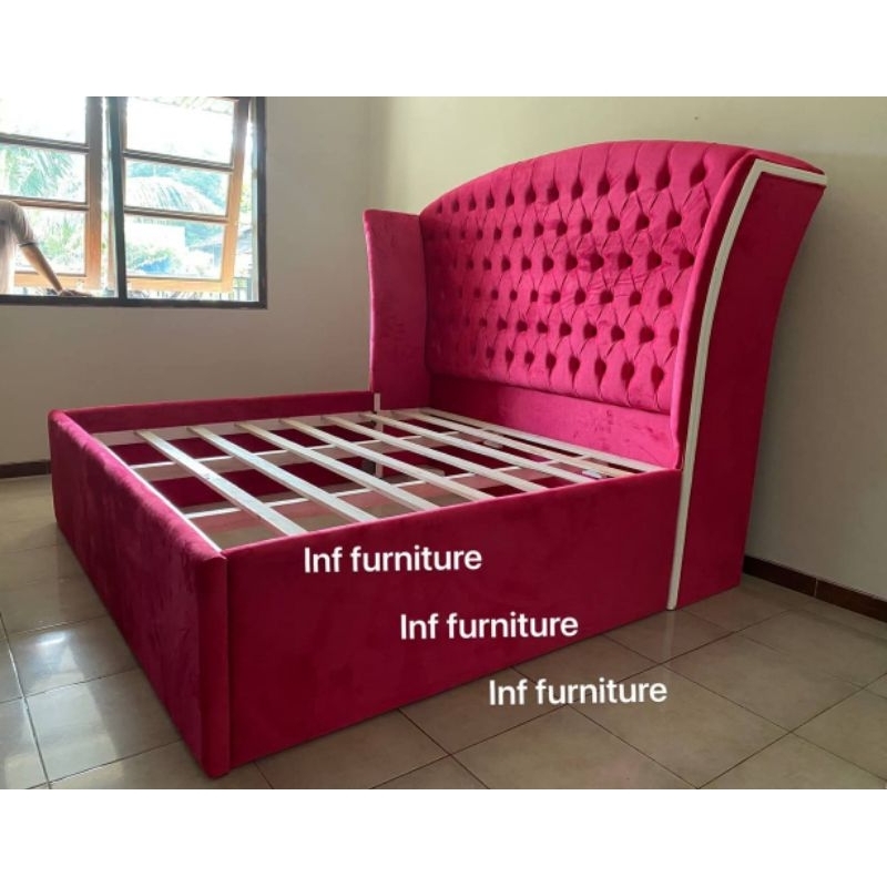 tempat tidur dewasa mewah dipan mewah full jok bludru premium