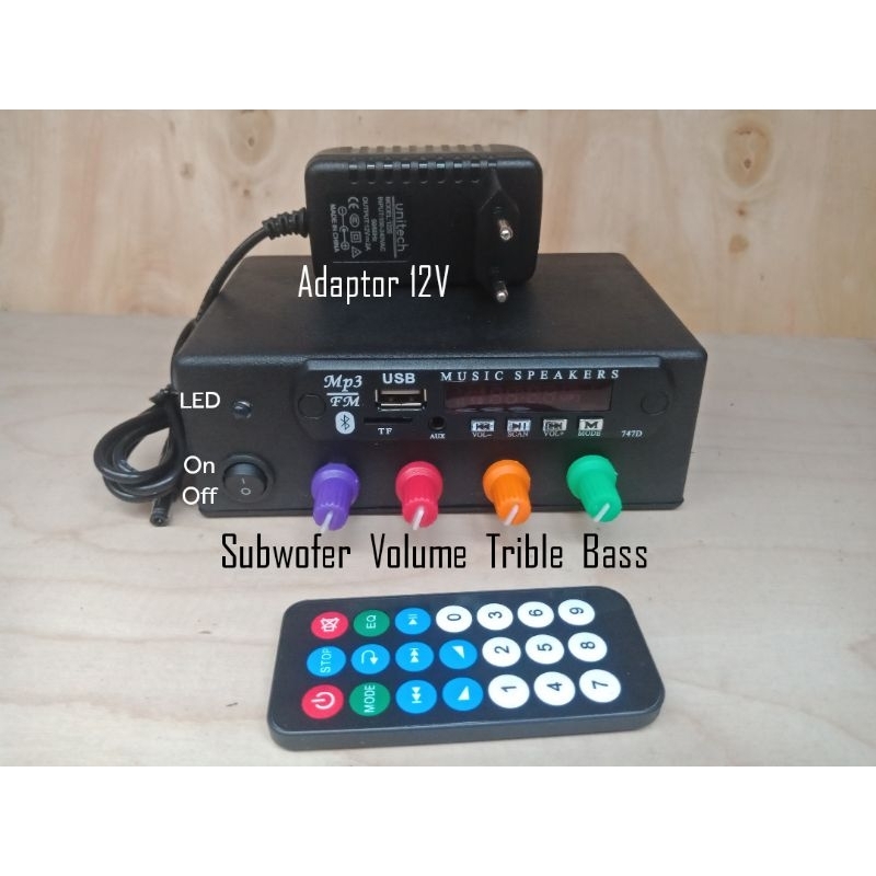 Amplifier Class D 12V Bluetooth Subwofer Bass Trible