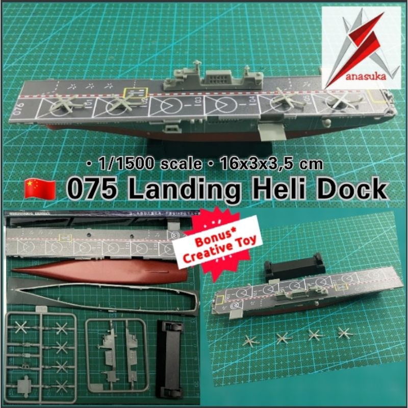 Miniatur Kapal Induk 075 Landing Heli Dock LHD PLA Navy Model Kit Mainan