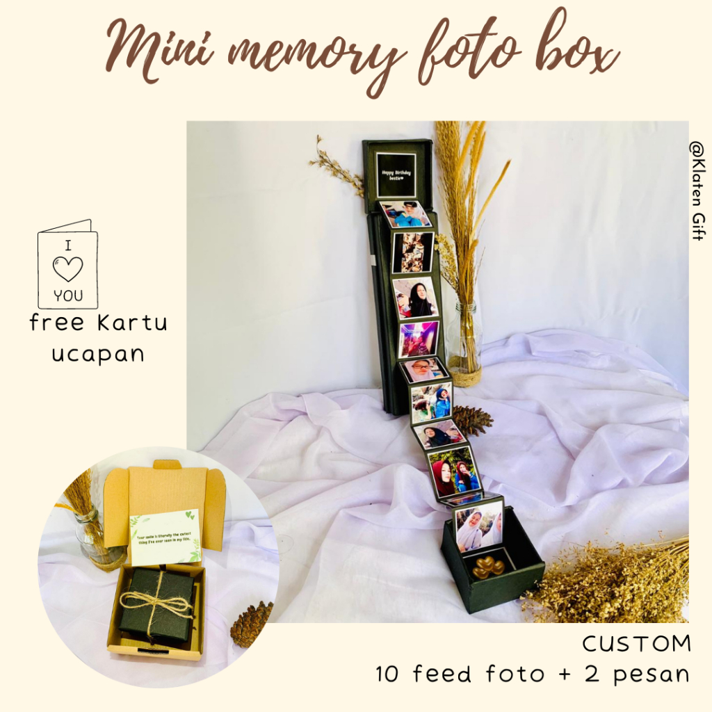 Mini Memory Foto Box 12 Kotak Foto / Kado Ulang Tahun / Kado Cowo Cewe / Besti