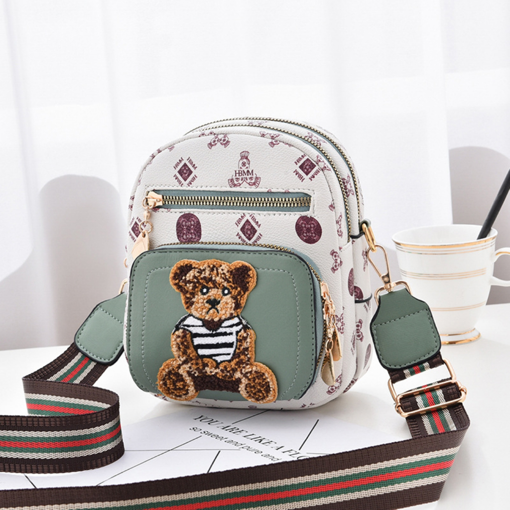 Tas Selempang Wanita Mini Hp Tas Sling Bag Bear Kekinian Tas Import Premiun  WS - ADB 06