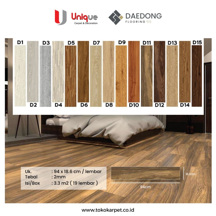 Lantai Vinyl Motif Kayu Tebal 2mm - Daedong Korea