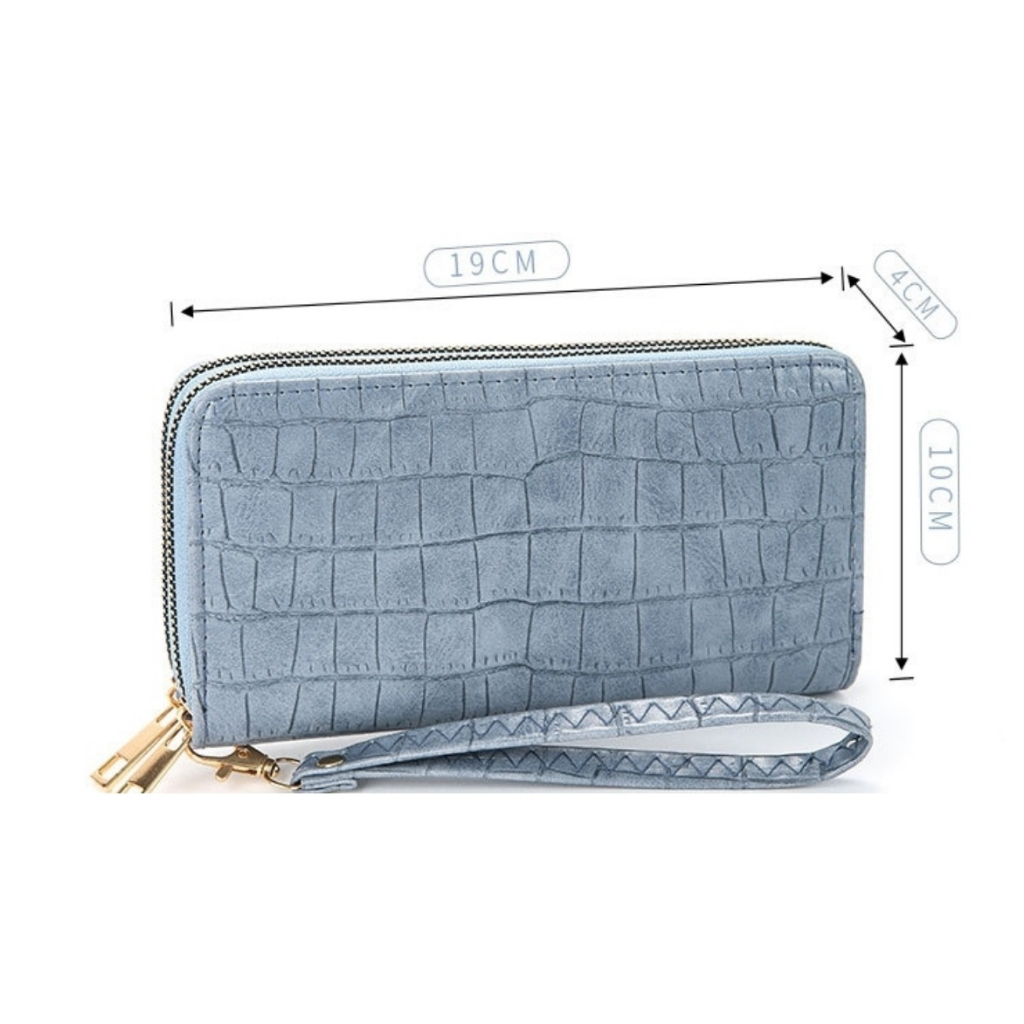 DOMPET PANJANG WANITA IMPORT PREMIUM KULIT CROCO BIRU ARKOZA WA750G3 2 RESLETING LONG WALLET KARTU UANG KOIN FASHION KOREA REMAJA CEWEK MURAH BRANDED BATAM SIMPLE LUCU