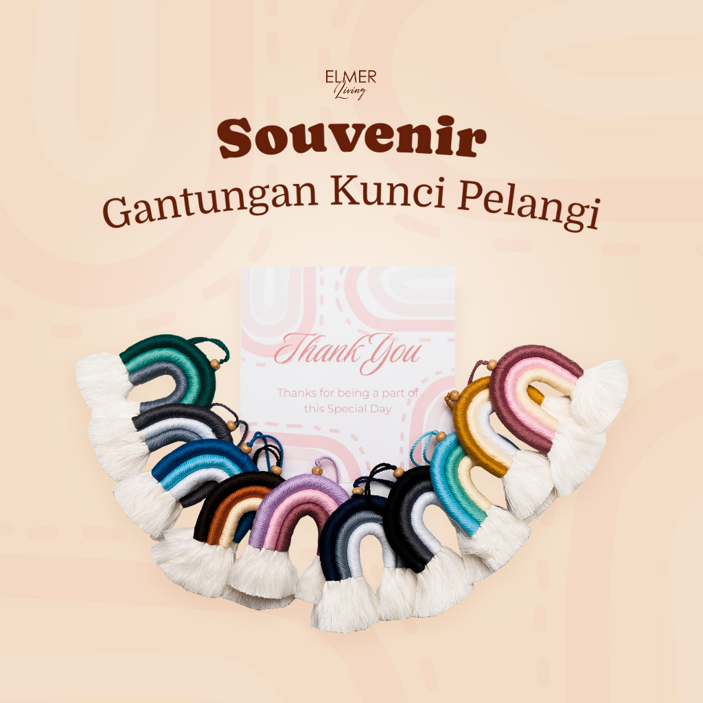 Elmer Living  Rainbow Hanging / Gantungan Macrame Pelangi / Gantungan Spion Mobil