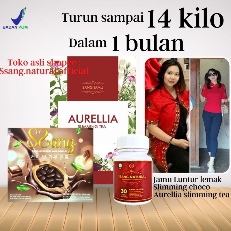 JLL slimming choco TEH ssang natural ex sang jamu  luntur lemak fiber plus aurellia slimming tea pel