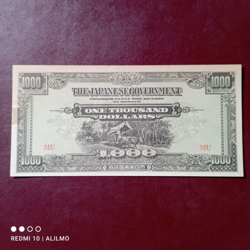 1000 dollar malaya kertas lama tahun 1942