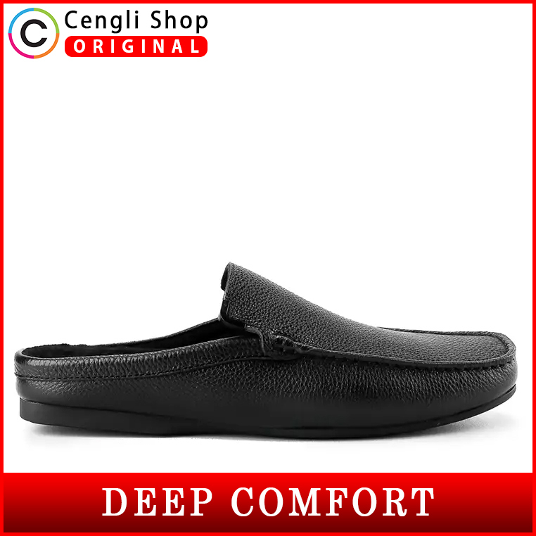 HM333 HUSH PUPPIES SEPATU SANDAL PRIA ORIGINAL SENDAL SLIP ON KULIT ASLI ORI HITAM BLACK