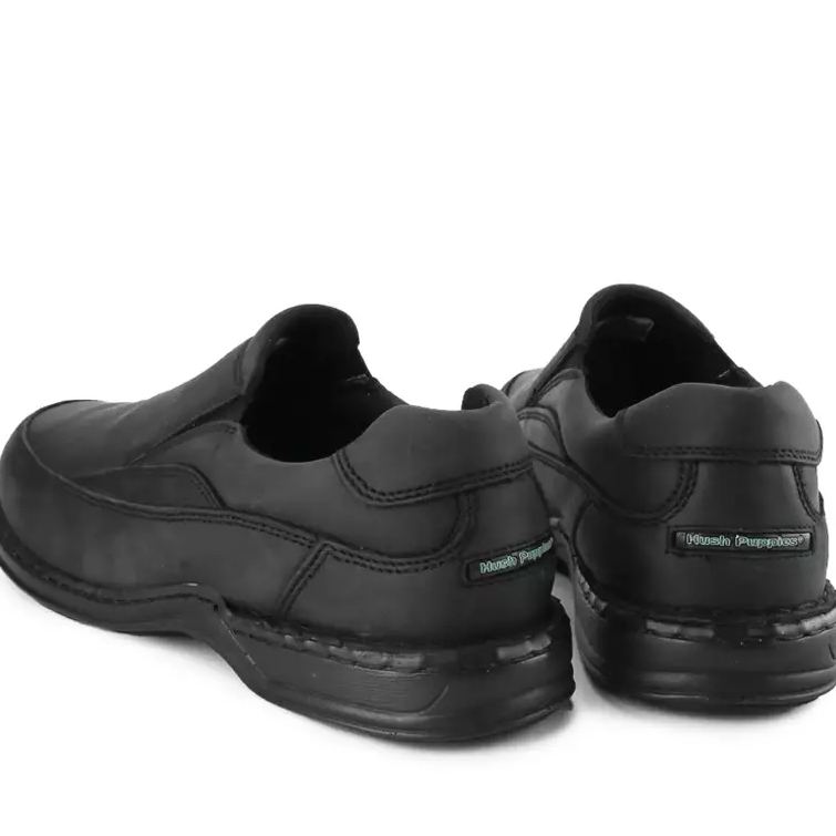 HM019 HUSH PUPPIES SEPATU SLIP ON KULIT PRIA ORIGINAL LEATHER ALL FULL BLACK HITAM POLOS