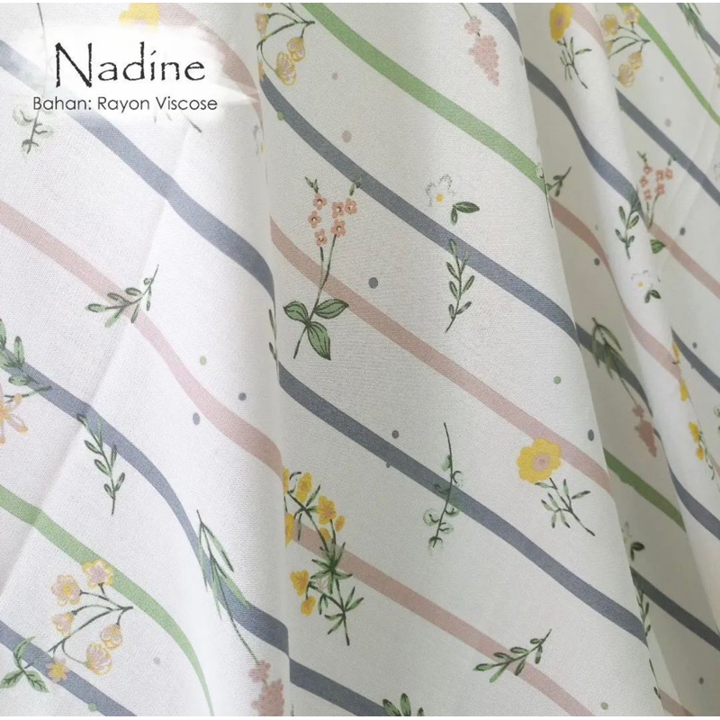 kain katun rayon viscose premium motif bunga kecil hitam dan bunga salur terbaru best seller