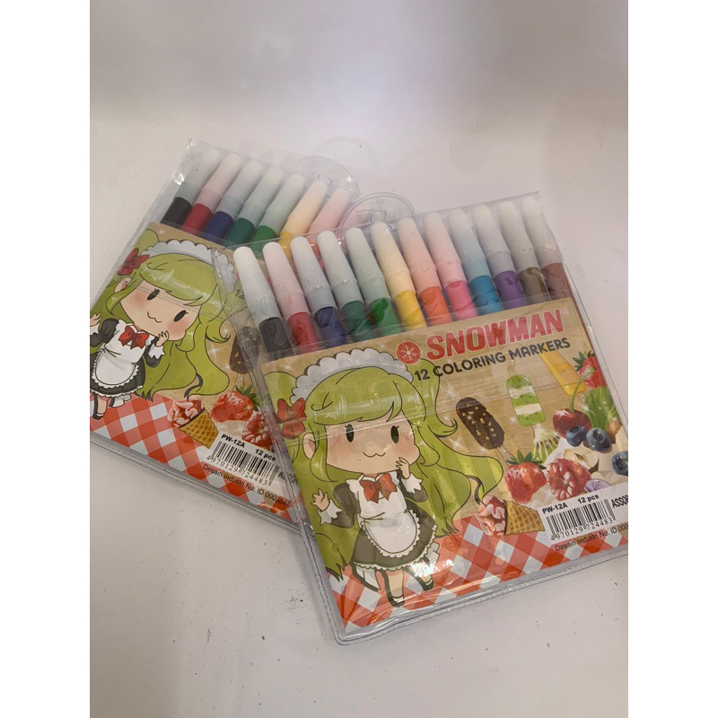 

spidol set / spidol snowman 12 warna murah grosir
