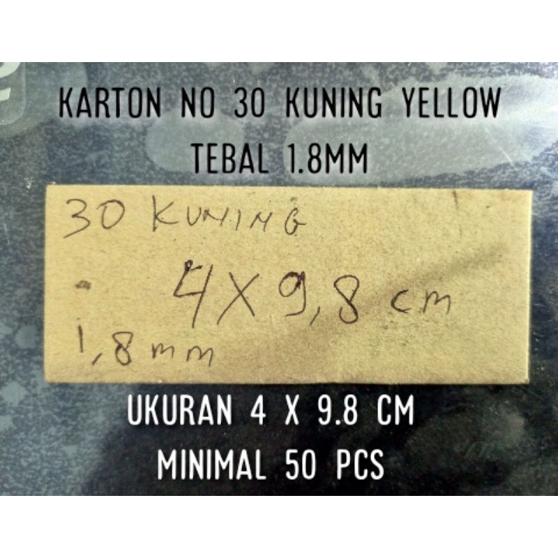 

(50 lembar) 4 x 9.8cm karton 30 kuning yellow tebal 1.8mm