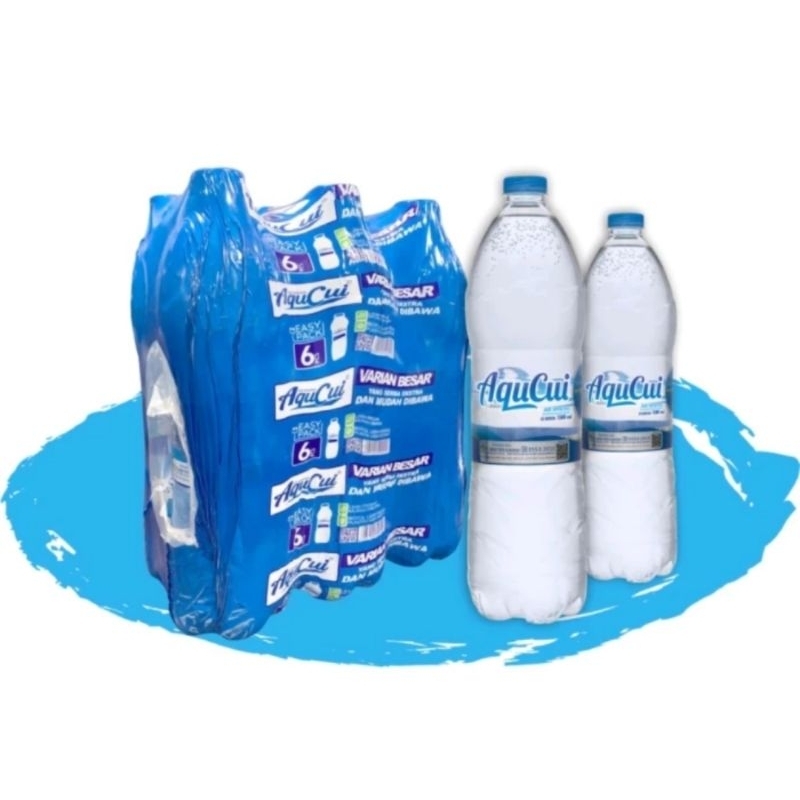 AQUCUI air mineral kemasan botol wrapping 1500 ml isi 6 pcs
