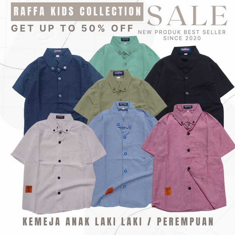 Baju Anak Laki Laki Perempuan I Kemeja Anak Polos Pilih Warna Sage Hitam Putih