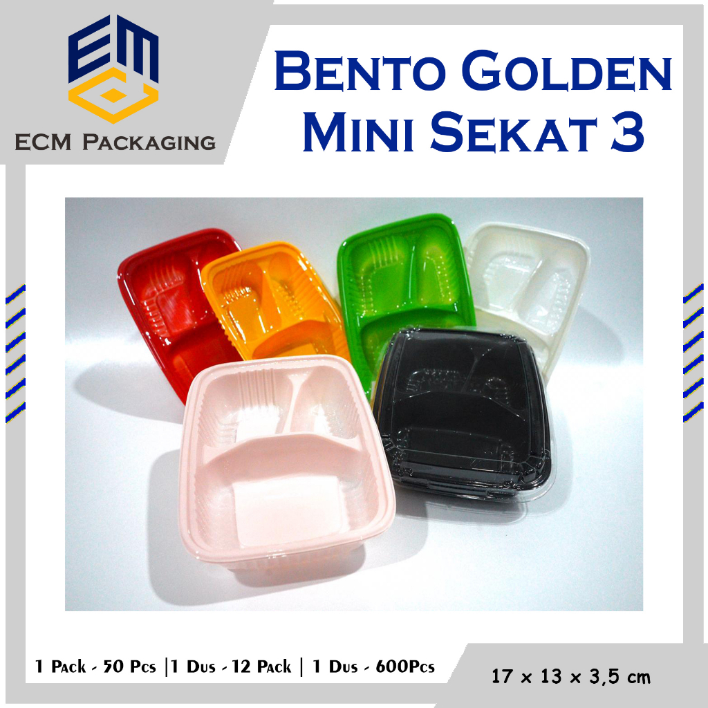 MIKA BENTO GOLDEN MINI SEKAT 3 50PCS | MIKA BENTO ANAK | BENTO KECIL WARNA