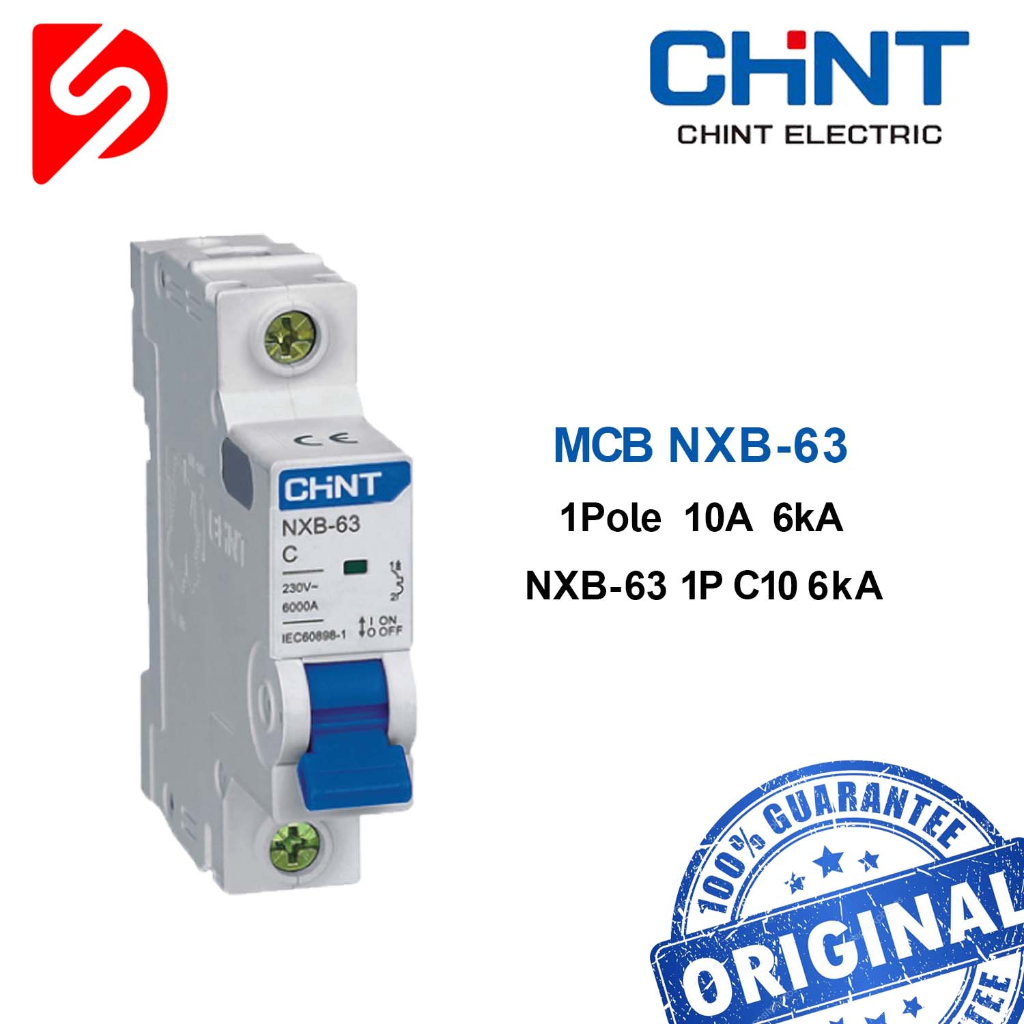 Miniature Circuit Breaker (MCB) "NXB-63 1P C10" 10A 6kA CHINT