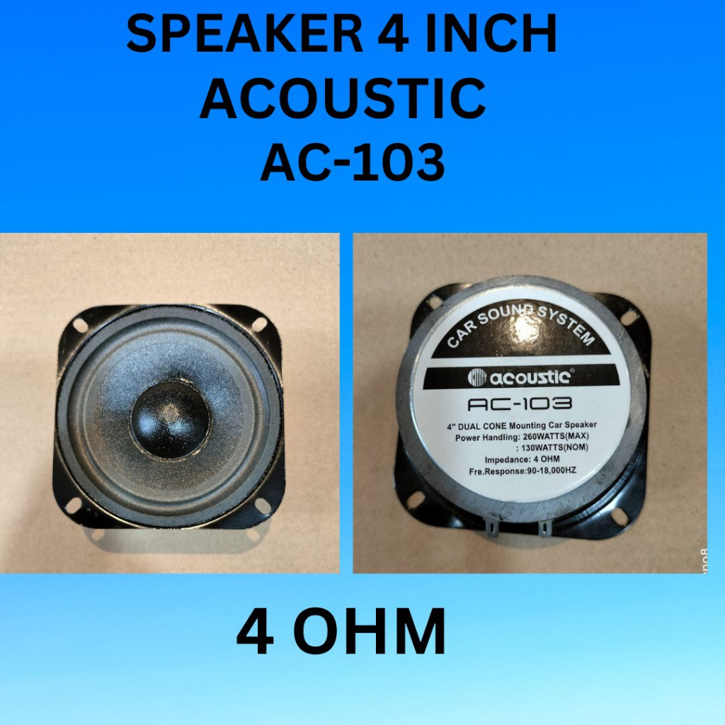 Speaker Woofer ACOUSTIC AC-103 4" 200Watt Speaker Middle Mobil 4inch Speker Wofer Bass 4 inch