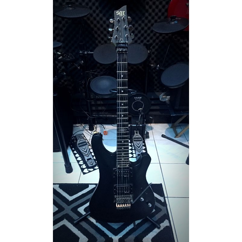 Gitar Listrik Tremolo Updown Original Schecter SGR 006 Black Doff Seken Mulus