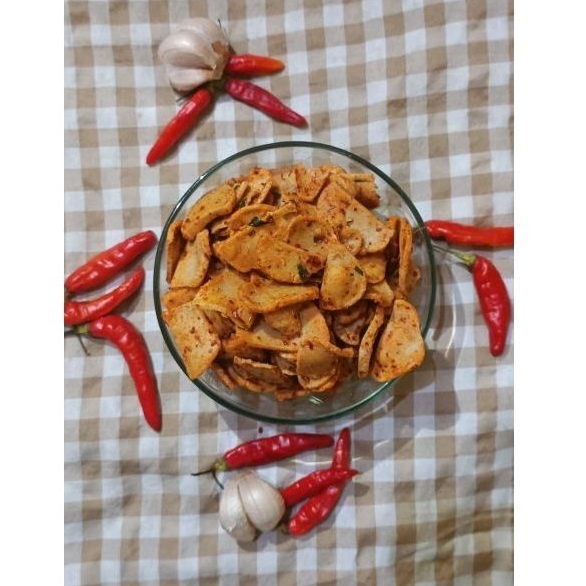 

kripik basreng pedas daun jeruk 250 gr gurih renyah cemilan enak