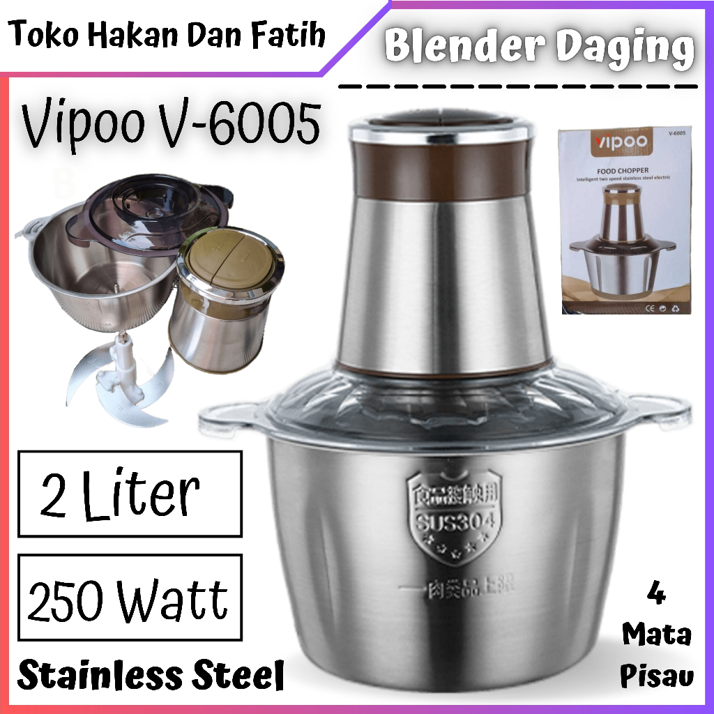 Blender Vipoo V-6005 Multifungsi Kapasitas 2 Liter - Alat Penggiling Daging Vipoo V-6005 - Blender D