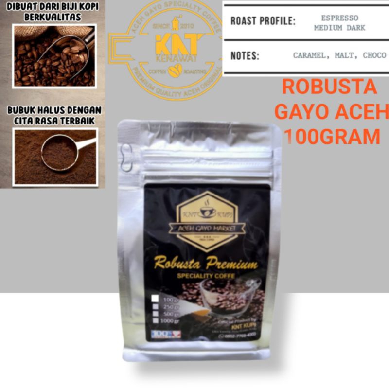 

KOPI ROBUSTA GAYO 100gram BIJI HITAM PREMIUM ACEH ASLI.