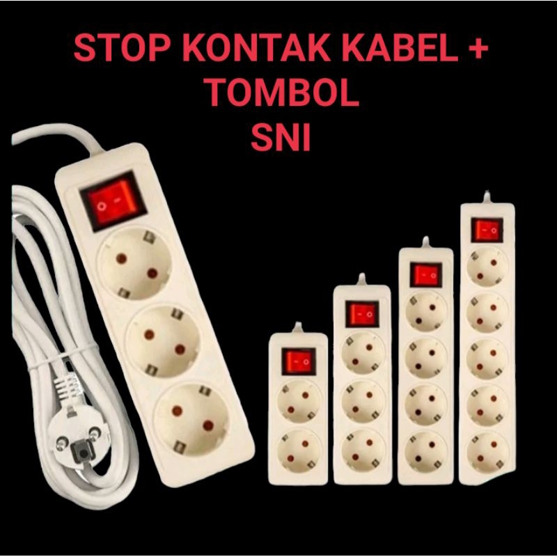 Stop Kontak Kabel 1,5/3/5 Meter Lubang 2/3/4/5